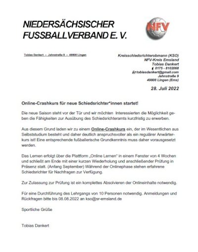 Wir brauchen Schiedsrichter*innen