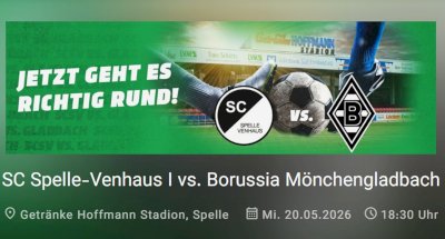 Rückkehr nach zehn Jahren: Borussia Mönchengladbach tritt am 20. Mai beim SC Spelle-Venhaus an