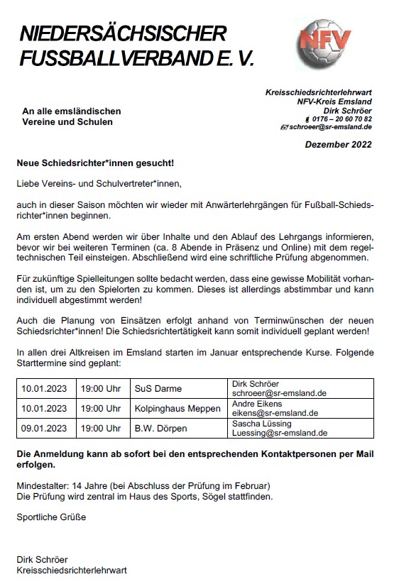 Schiedsrichter*innen gesucht...